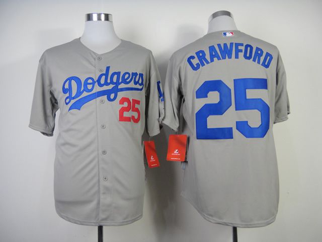 Men Los Angeles Dodgers #25 Crawford Grey MLB Jerseys